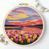 Sunset Tulip Fields Embroidery Kit