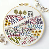 Wildflower Meadow Embroidery Kit – Countryside Floral DIY Hand Embroidery Hoop Art Set