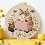 Toast-Loving Cat Embroidery Kit