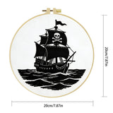 Black Pirate Ship Embroidery Kit – Skull & Crossbones Nautical Design