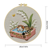Cozy Cat & Lily of the Valley Embroidery Kit