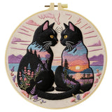 Midnight Soulmates Cat Embroidery Kit