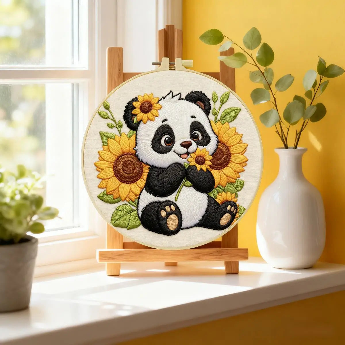 Sunflower Panda Embroidery Kit 🌻🐼