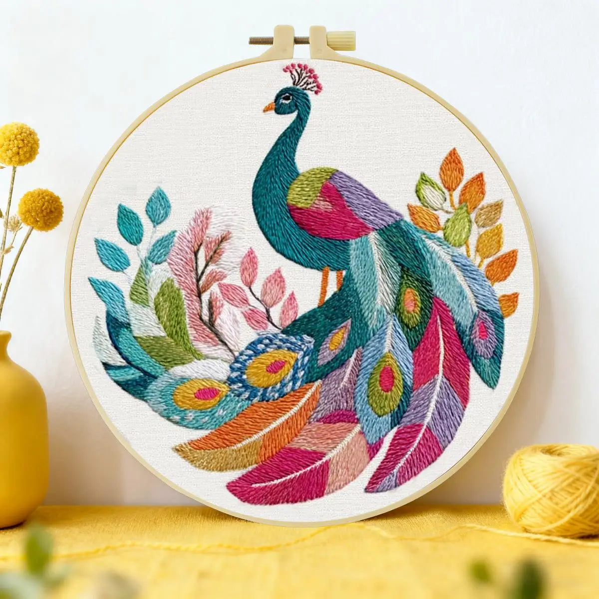 Boho Peacock Embroidery Kit