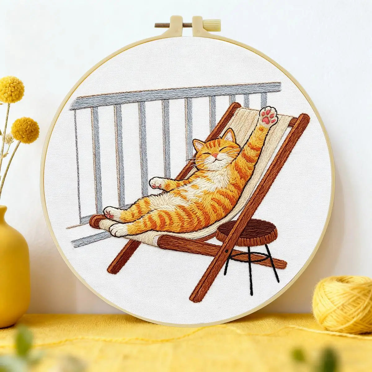 Lazy Summer Cat Embroidery Kit