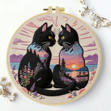 Midnight Soulmates Cat Embroidery Kit