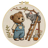 Bear & Kitten Friends Embroidery Kit – Whimsical Woodland DIY Hand Embroidery Set 🧸🐱🌿