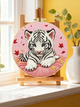 Snow White Tiger Cub Embroidery Kit 🐯🤍🌸