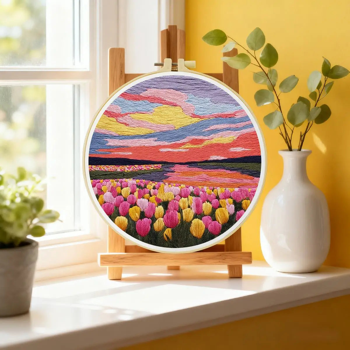 Sunset Tulip Fields Embroidery Kit