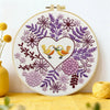 Lovebirds Heart Embroidery Kit – Romantic Floral DIY Hand Embroidery Hoop Art Set