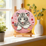 Snow White Tiger Cub Embroidery Kit 🐯🤍🌸