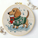 Christmas Dachshund Embroidery Kit