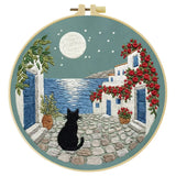 Moonlit Coastal Cat Embroidery Kit 🌙🐈�