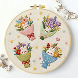 Bunny Flower Bouquets Embroidery Kit