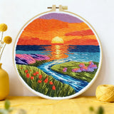 Vibrant Sunset Meadow Embroidery Kit