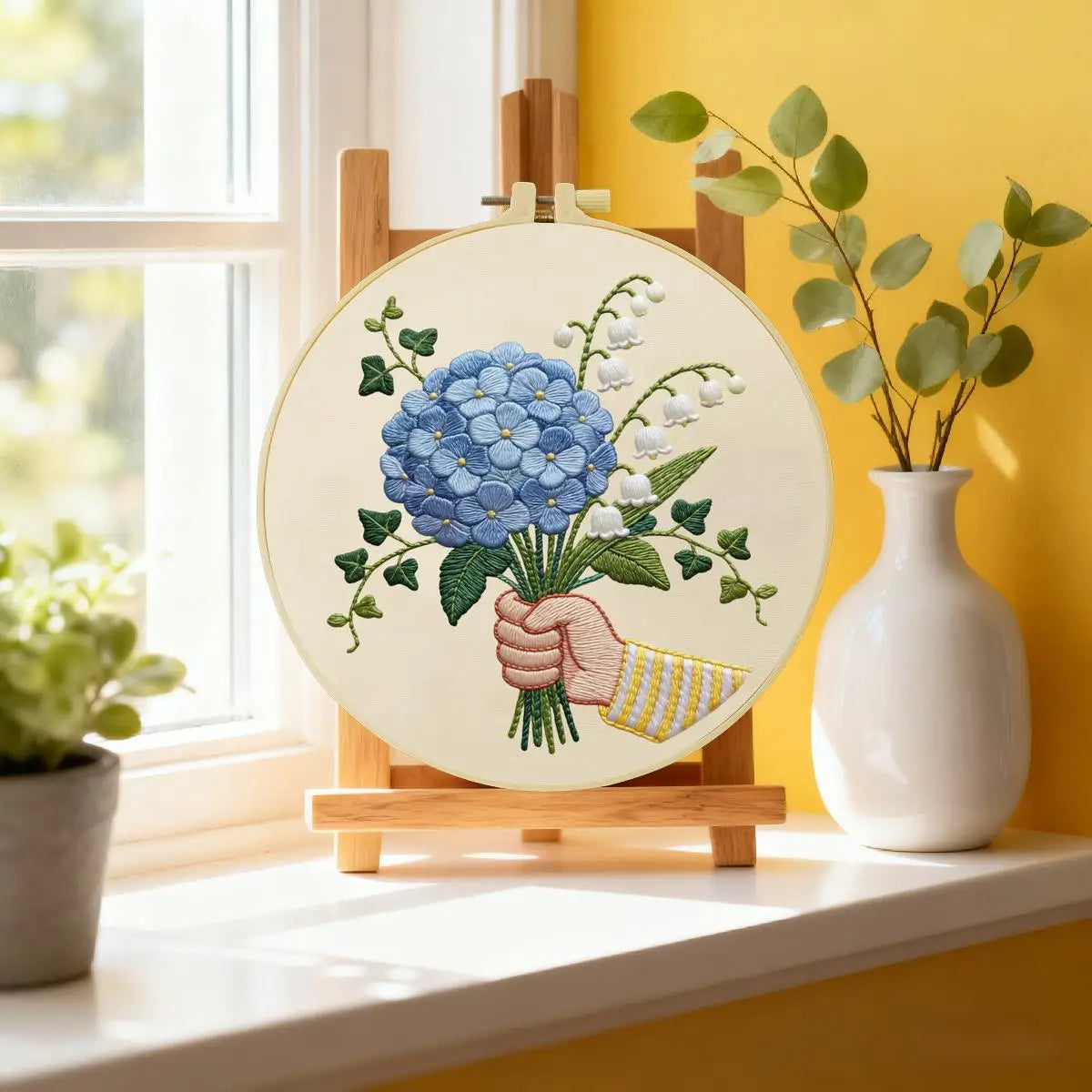 Blue Hydrangea Bouquet Embroidery Kit