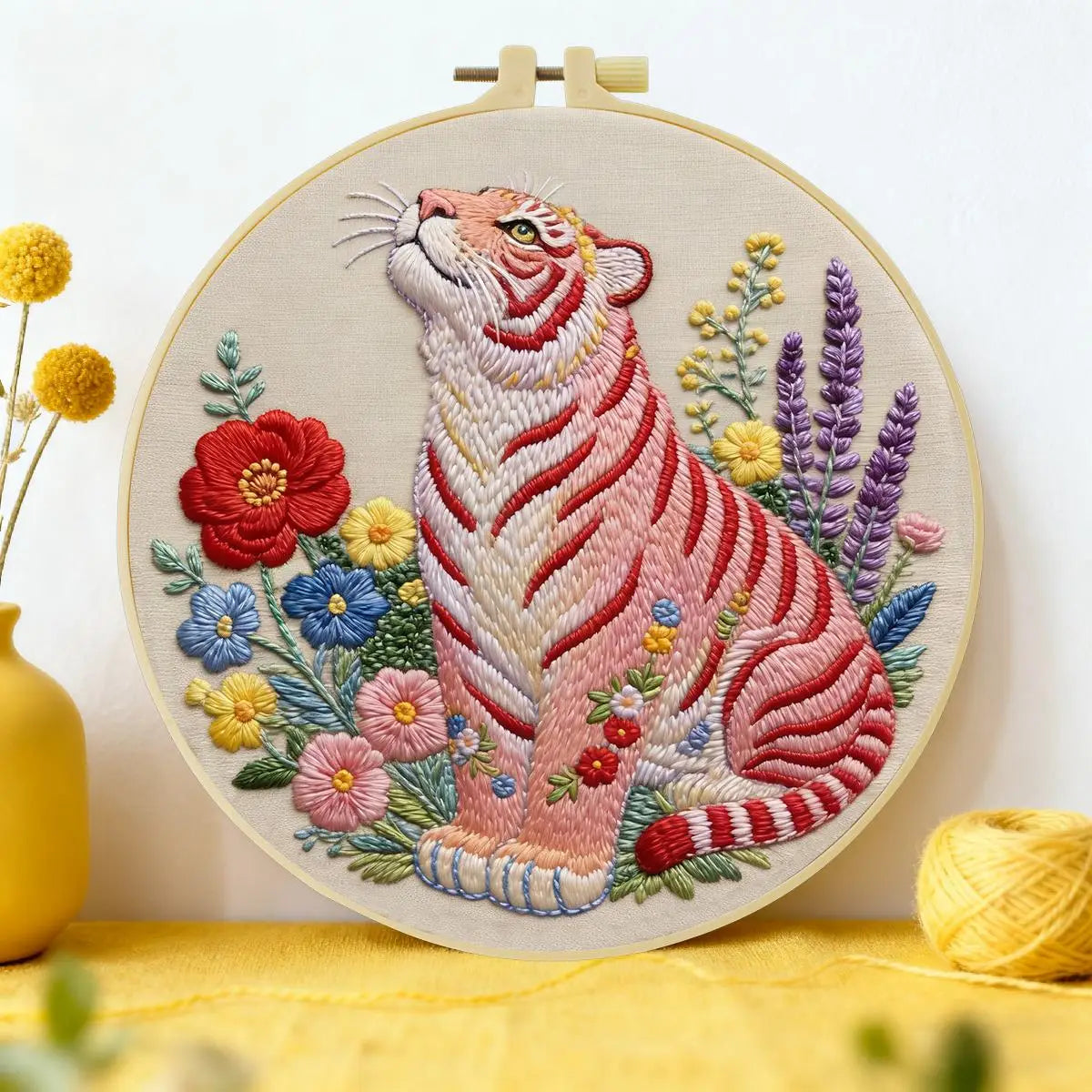 Pink Tiger Garden Embroidery Kit