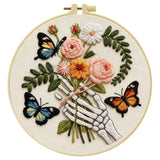 Skeleton Hand Floral Bouquet Embroidery Kit 🦋💐💀