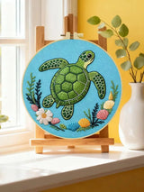 Sea Turtle Embroidery Kit – Coastal Ocean & Seashell Design