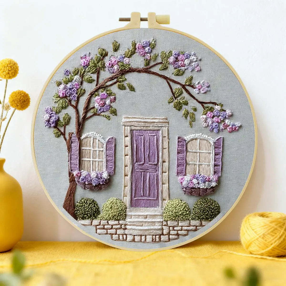 Lavender Cottage Embroidery Kit