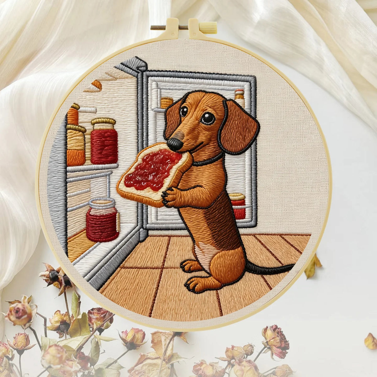 Dachshund’s Midnight Snack Embroidery Kit