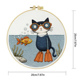 Scuba Cat Embroidery Kit – Funny Underwater Kitty DIY Hand Embroidery Set 🐱🐠🤿