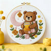 Moonlit Honey Bear Embroidery Kit – Cute Teddy Bear DIY Hand Embroidery Hoop Art Set