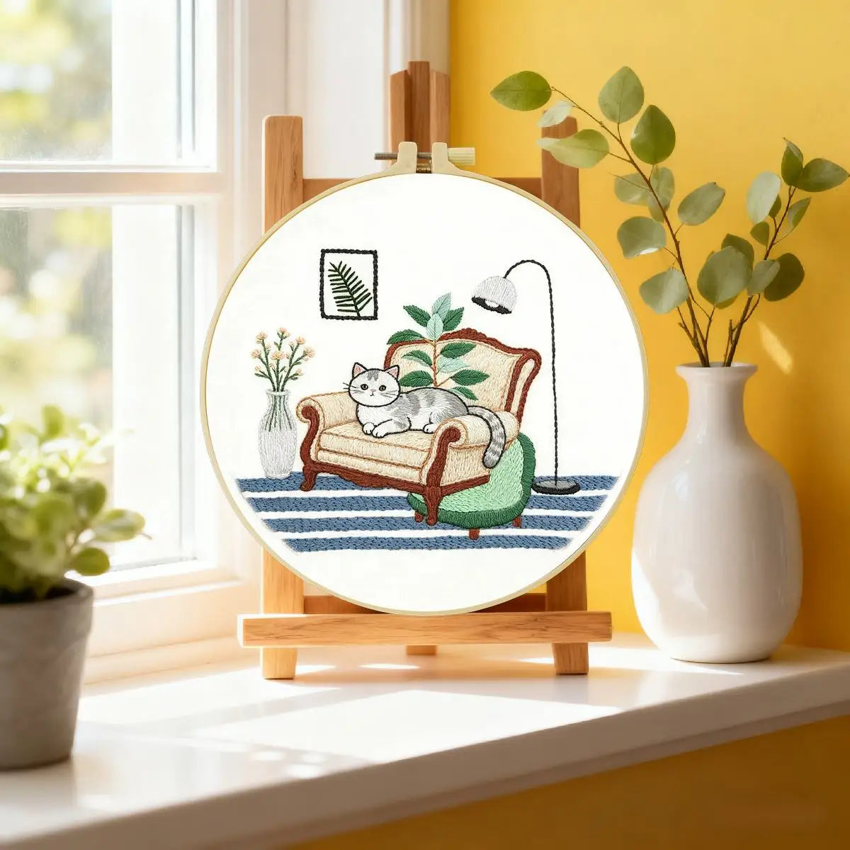 Cozy Cat Armchair Embroidery Kit