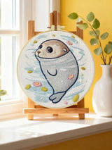 Cute Baby Seal Embroidery Kit – Kawaii Ocean Animal DIY Hand Embroidery Set