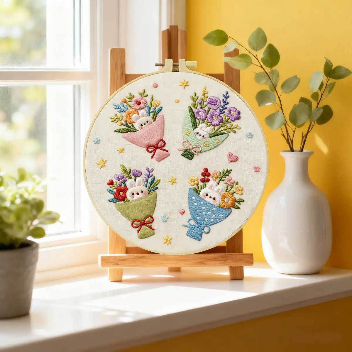 Bunny Flower Bouquets Embroidery Kit