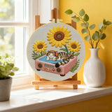 Sunflower DJ Cat Embroidery Kit