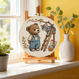 Bear & Kitten Friends Embroidery Kit – Whimsical Woodland DIY Hand Embroidery Set 🧸🐱🌿