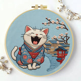 Smiling Kimono Cat Embroidery Kit