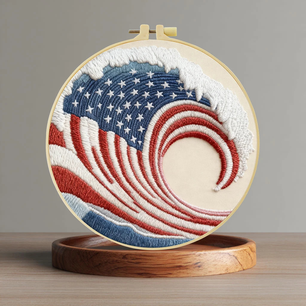 American Flag Wave Embroidery Kit