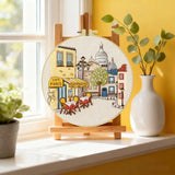 Montmartre Café Embroidery Kit – Paris Street DIY Hand Embroidery Hoop Art Set