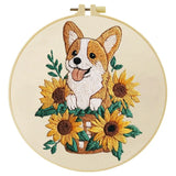 Sunflower Corgi Embroidery Kit