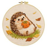 Cute Autumn Hedgehog & Pumpkin Embroidery Kit
