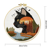 Black Cat Sunset Embroidery Kit