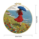 Seaside Breeze Embroidery Kit 🌊☂️🌼