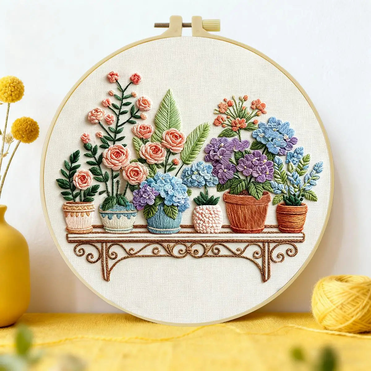 Flower Shelf Embroidery Kit