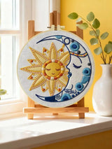 Sun & Moon Embroidery Kit – Celestial Harmony DIY Hand Embroidery Hoop Art Set