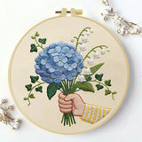 Blue Hydrangea Bouquet Embroidery Kit