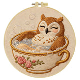 Cozy Owl Teacup Embroidery Kit
