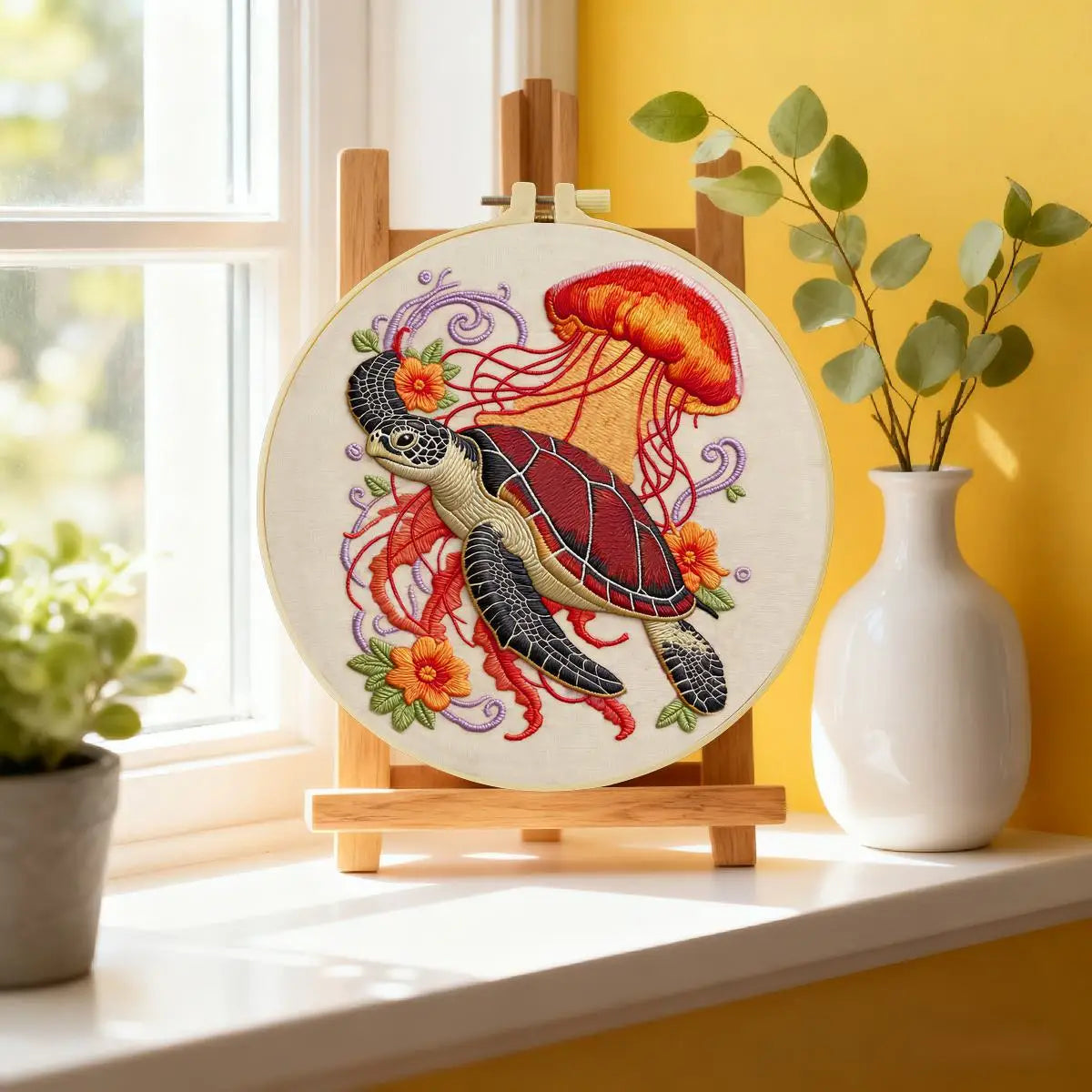 Sea Turtle & Jellyfish Embroidery Kit