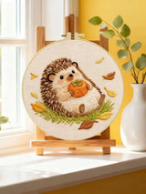 Cute Autumn Hedgehog & Pumpkin Embroidery Kit