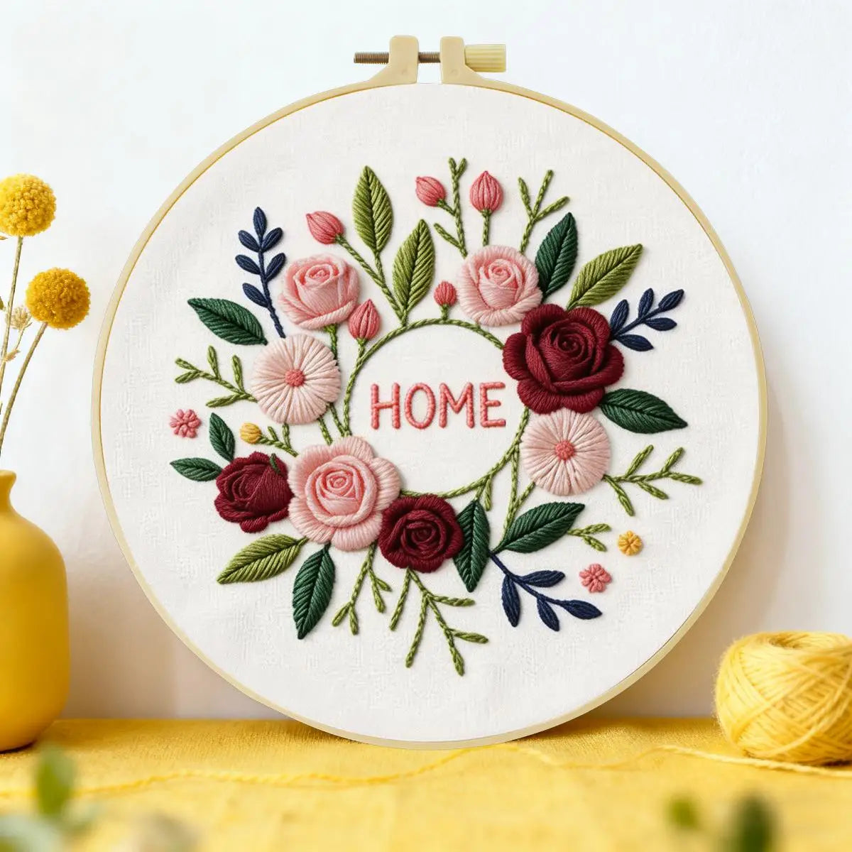 Home Sweet Home Floral Wreath Embroidery Kit