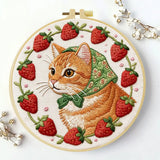 Strawberry Cat Embroidery Kit