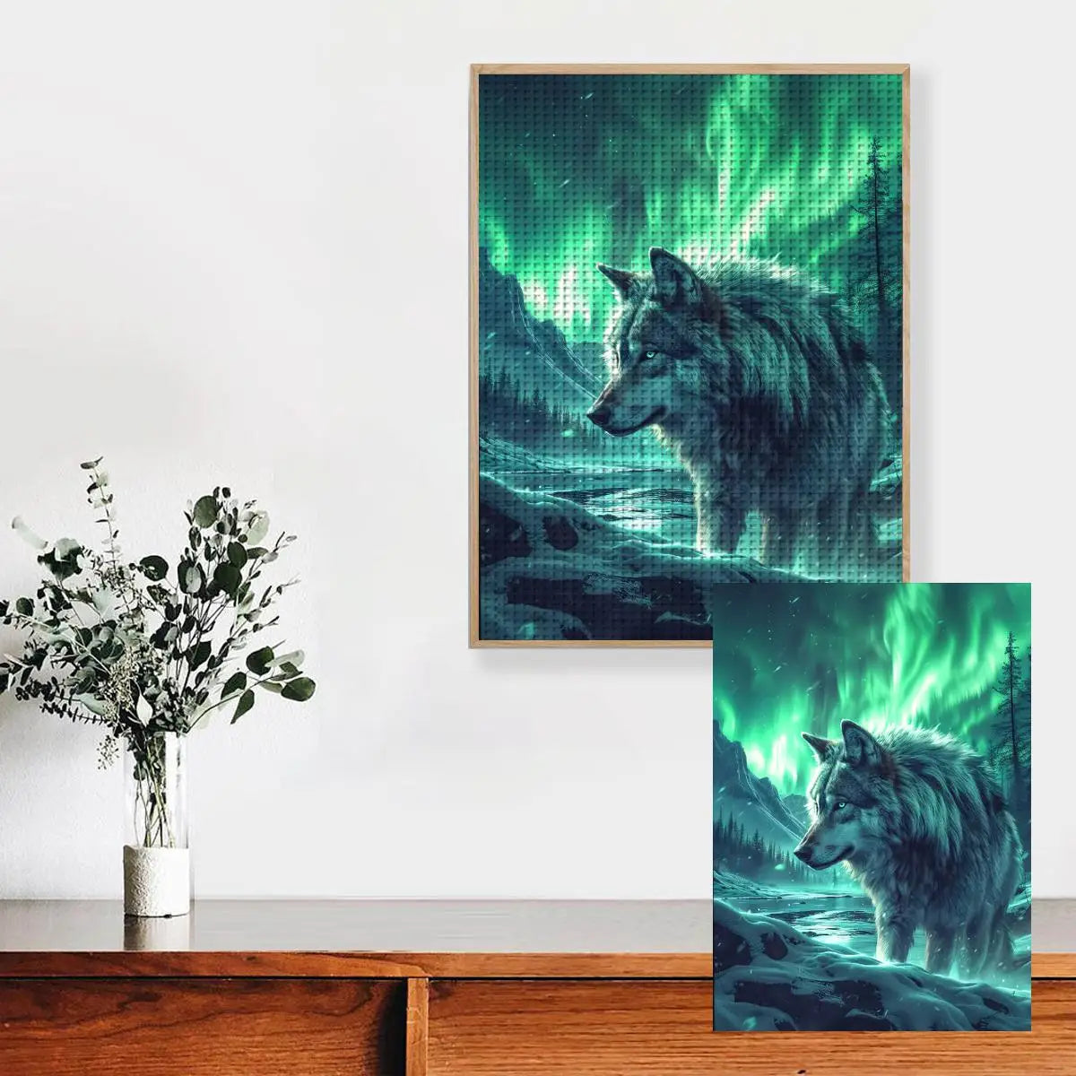 Northern Lights Wolf Cross Stitch Kit 🐺🌌❄️