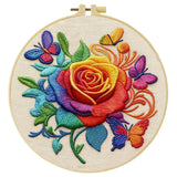 Rainbow Rose & Butterflies Embroidery Kit