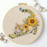 Sunflower Cat Embroidery Kit